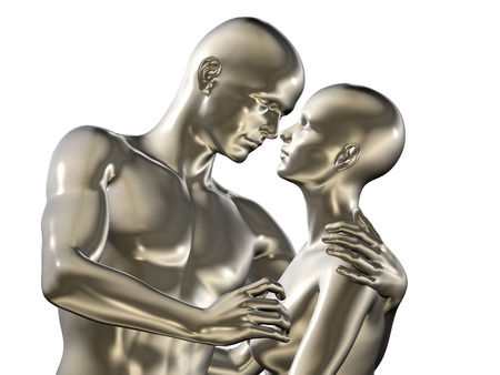 Rendered illustration of couple in love isolated on white backgroundの写真素材