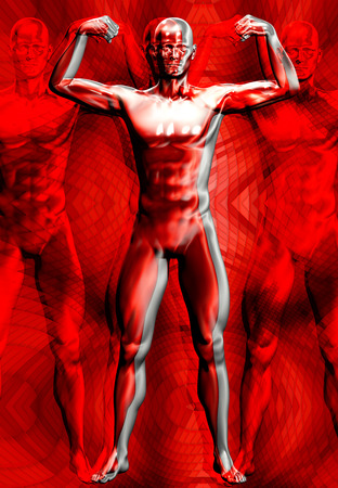 3d rendered man illustration power expressionの写真素材