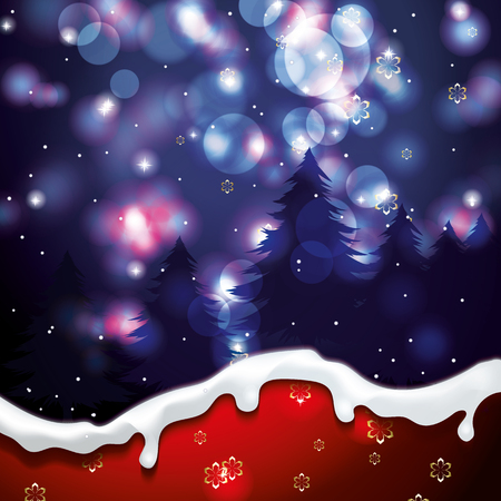 Christmas background with snow and treesのイラスト素材