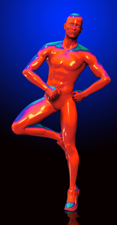 3d rendered illustration of a male howing his bodyの写真素材