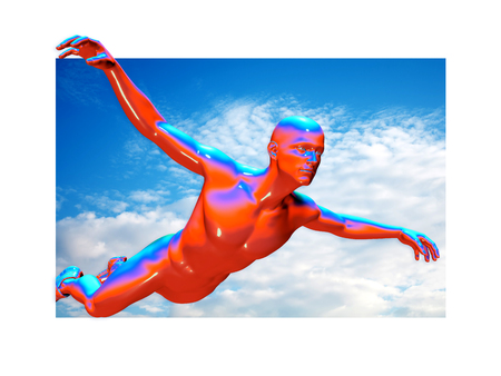3d rendered illustration of a male flyingの写真素材