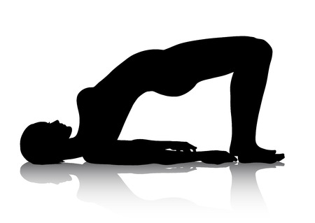 Female silhouette in yoga position,vector illustration isolated on white backgroundのイラスト素材