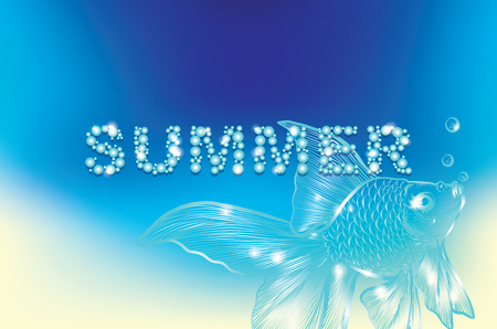 Summer background with fish silhouette vector illustrationのイラスト素材