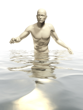 3d rendered illustration of a male running in seaの写真素材