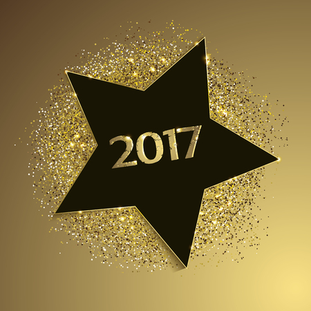 New year background with star and gold glitters vector illustrationのイラスト素材