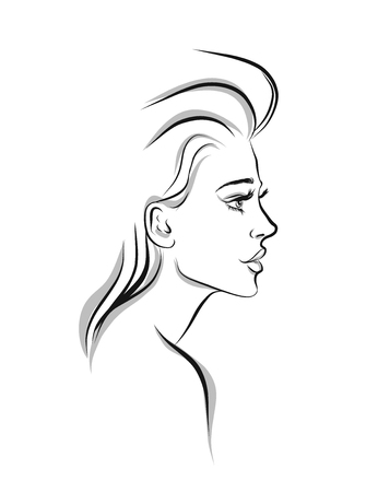 Beautiful woman line art illustrationのイラスト素材