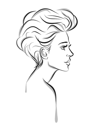 Beautiful woman line art illustrationのイラスト素材