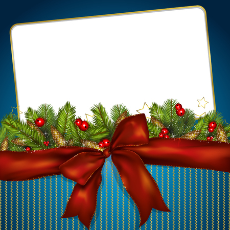 christmas background with fir tree branches and red berries vector illustrationのイラスト素材