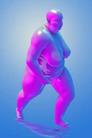 3d illustration of an overweight woman walkingの写真素材