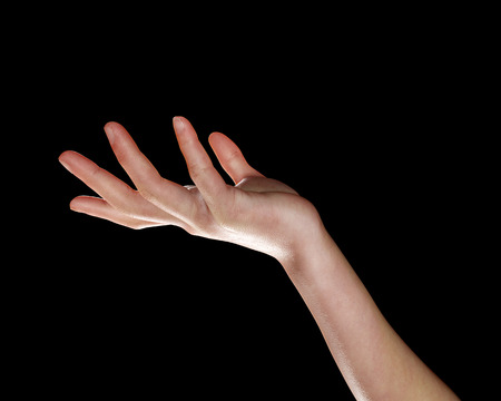 3d render of afemale hand isolated on blackの写真素材