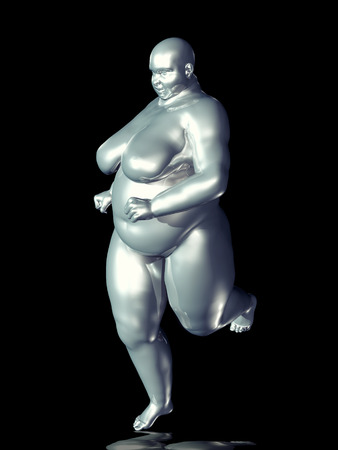 3d illustration of an overweight woman runningの写真素材