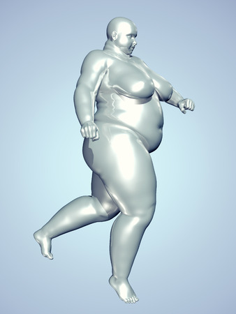 3d illustration of an overweight woman runningの写真素材