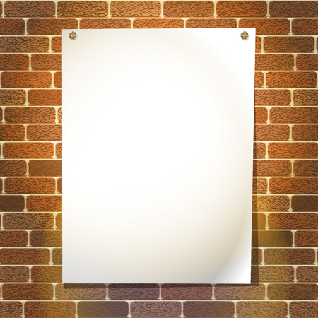 Vintage poster template mockup on brick wallのイラスト素材