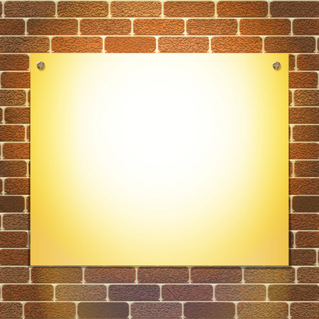 Vintage poster template mockup on brick wallのイラスト素材