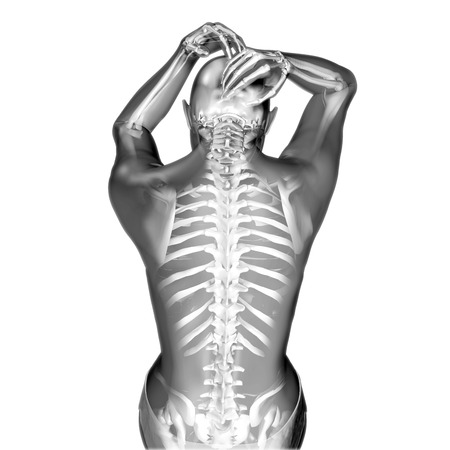 3D render of a female figure holding headの写真素材
