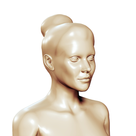 3d woman head statueの写真素材