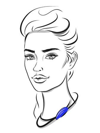 Fashion line art illustration on white background.のイラスト素材