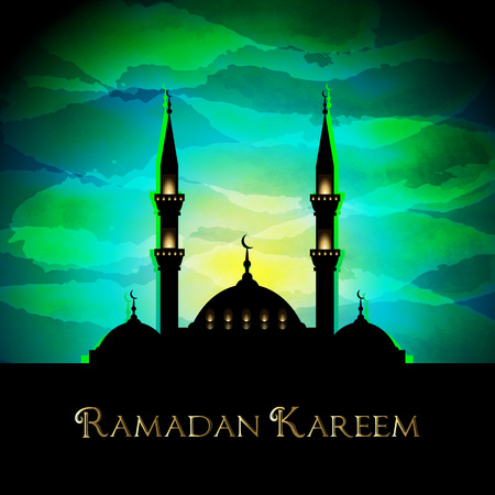 Ramadan Kareem background with mosque silhouetteのイラスト素材