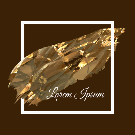 Abstract background with textured gold brush stroke in white frameのイラスト素材