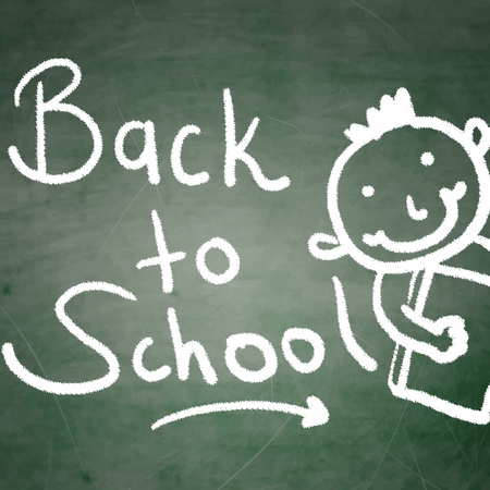 Back to scholl background with a drawing of school kidのイラスト素材