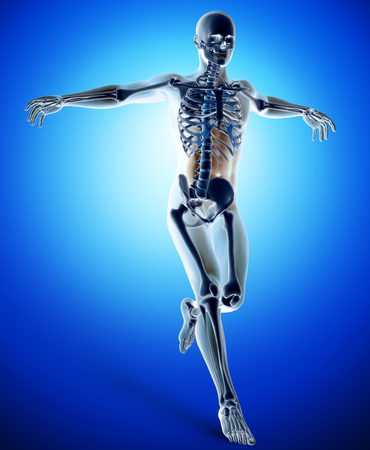 3d medical figure in jumping active poseの写真素材