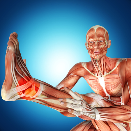 3d illustration of  a male anatomy . Ankle injuryの写真素材
