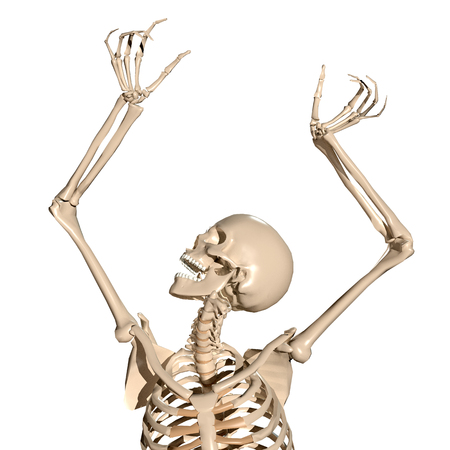 Spooky 3d human skeleton screamingの写真素材