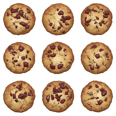 Chocolate chip cookies vector setのイラスト素材