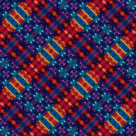 Seamless blue red elegant pattern backgroundの写真素材