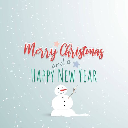Merry christmas and new year background with snowmanのイラスト素材