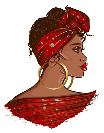 Beautiful Black Afro Woman illustrationのイラスト素材