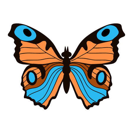 Realistic monarch butterfly in colour isolated on white background. Vector illustration.のイラスト素材