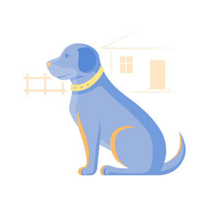Astrology Chinese Dog vector illustration, zodiac sign in blue colourのイラスト素材