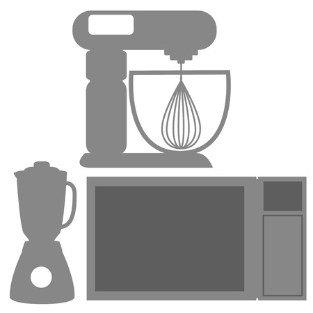 Different Icons Of Silhouettes Of Kitchen Elements Isolated のイラスト素材