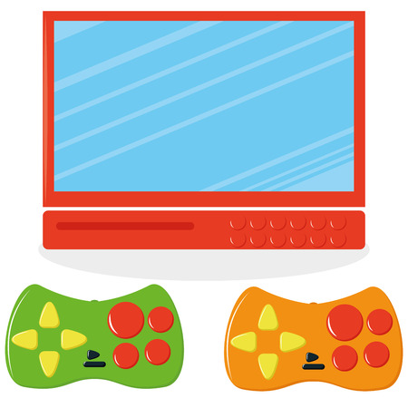 Vector Set Of Screen And Two Joysticks のイラスト素材
