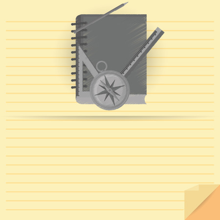 Vector Notebook, Compass And Ruler Isolated On Backgroundのイラスト素材