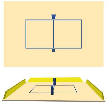 Vector Volleyball Field  Isolated On White Backgroundのイラスト素材