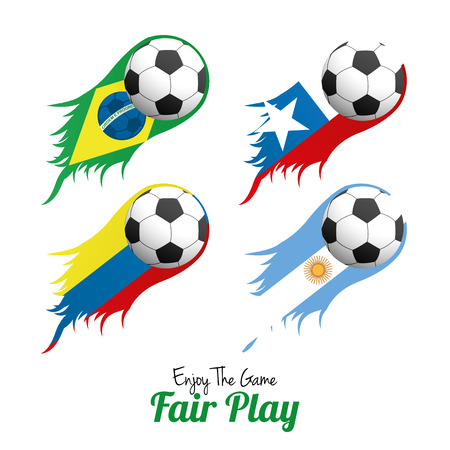 Set Of Different Soccer Balls With Banners Isolatedのイラスト素材