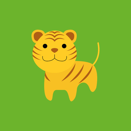 Adorable Cartoon Tiger Isolated On Backgroundのイラスト素材