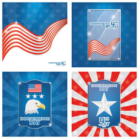 Set Of American Independence Day Background Templates Editableのイラスト素材
