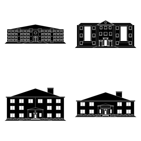 Set Of Different Building Silhouettes Isolatedのイラスト素材