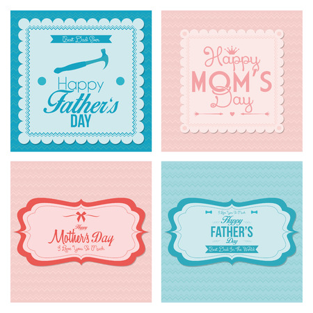 Happy Father's And Mother's Day Template Cards のイラスト素材