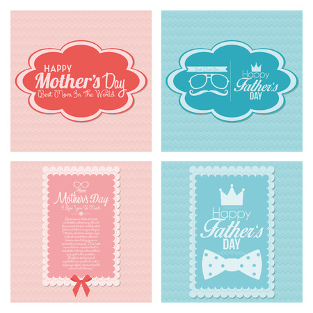 Happy Father's And Mother's Day Template Cards のイラスト素材