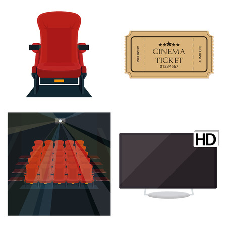 Set Of Different Movie Related Icons Isolatedのイラスト素材