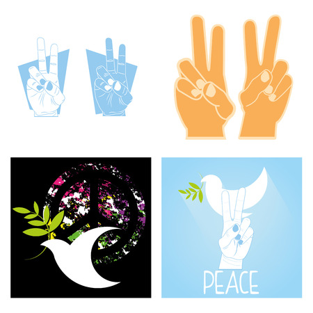 Set Of Peace Related Icons On Backgroundのイラスト素材