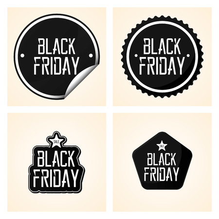 Vector Set Different Black Friday Stickers Isolatedのイラスト素材