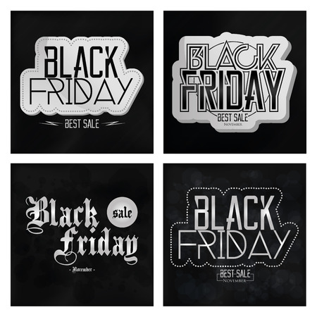 Vector Set Different Black Friday Stickers Isolatedのイラスト素材