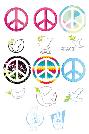 a set of peace symbols on a white backgroundのイラスト素材