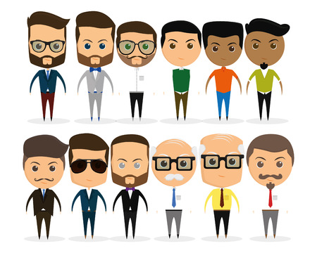 a set of different men on a white backgroundのイラスト素材