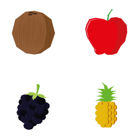 a set of fruits on a white backgroundのイラスト素材